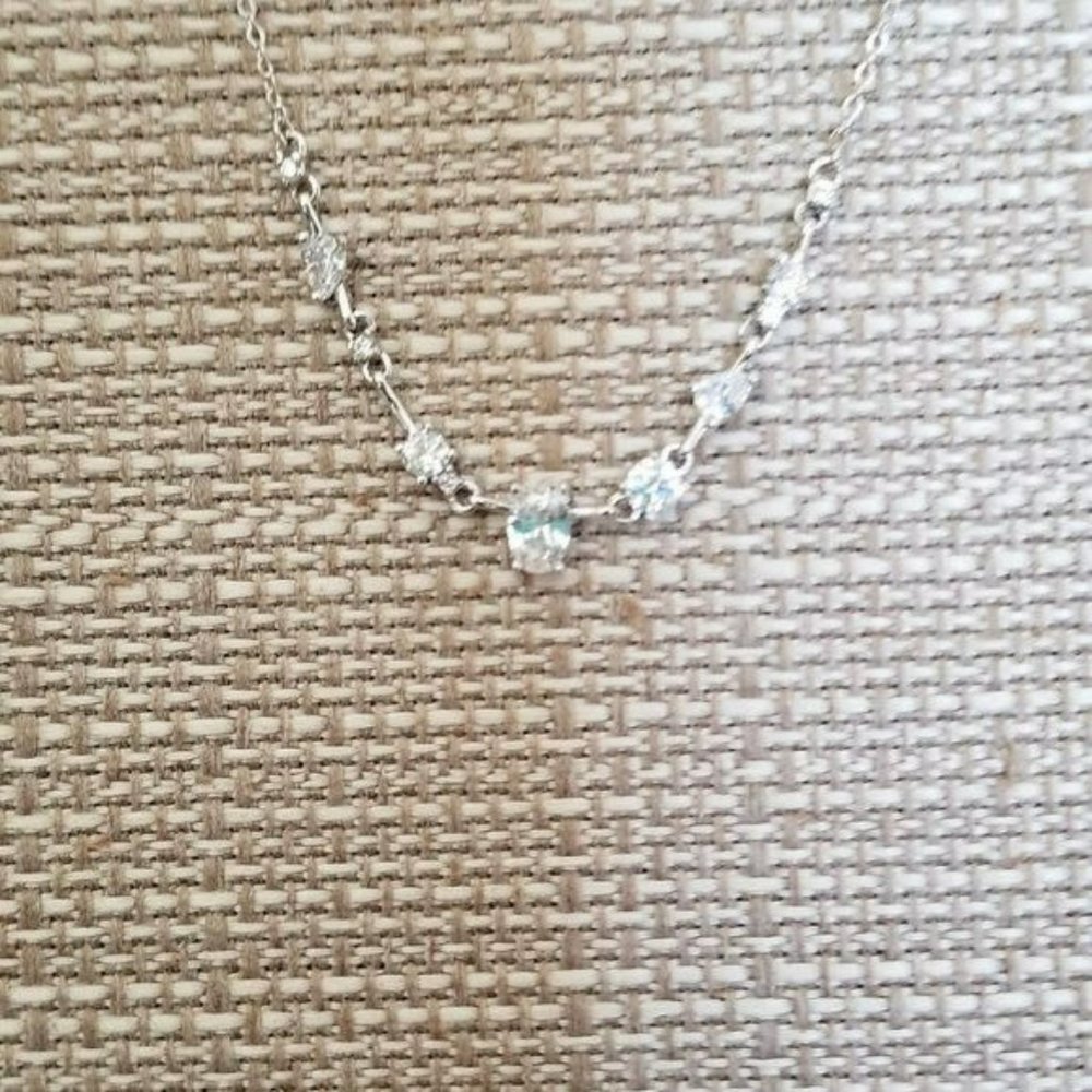 Nordstrom Delicate Silvertone Cubic Zerconia Necklace NWT